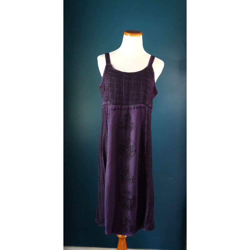 Vintage Y2K Gauzy Fairy Cottagecore Prairie Whimsigoth Boho Purple Midi Dress